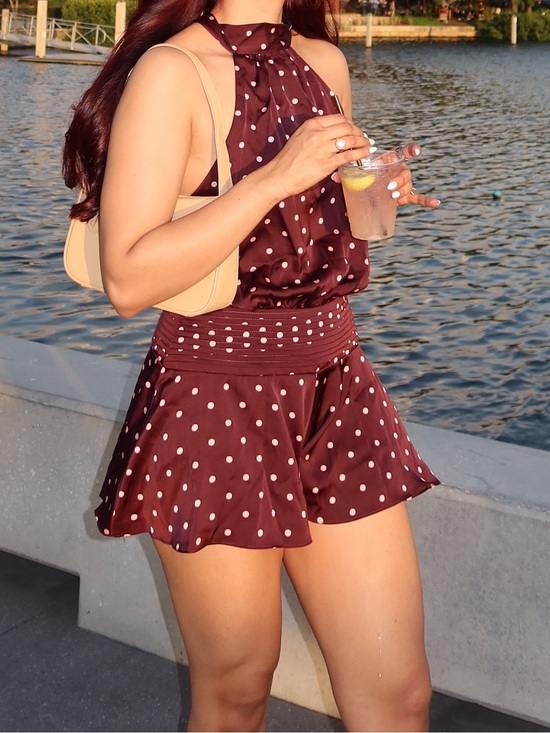 Hello Molly Dresses & Skirts - Hello Molly Burgundy Polka Dot Mini Dress